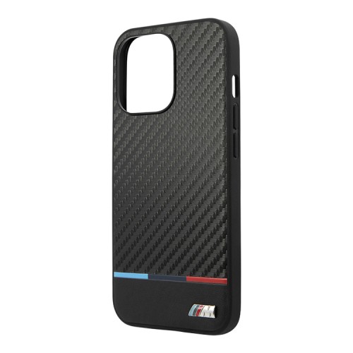 Чехол BMW M-Collection Carbon Inspiration Hard Tricolor для iPhone 13 Pro Max, черный