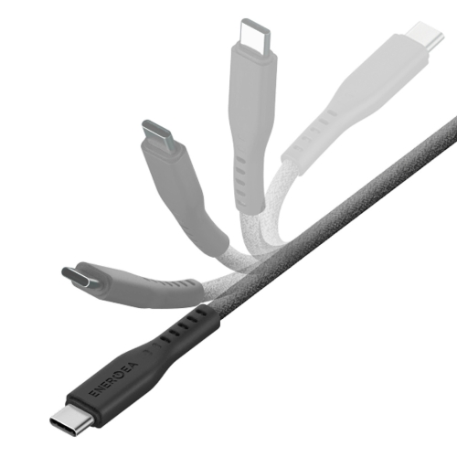 Energea Кабель FLOW USB-C to USB-C PD240W/480 Mbps 5A Nanoweave Velcro tie Black 30cm