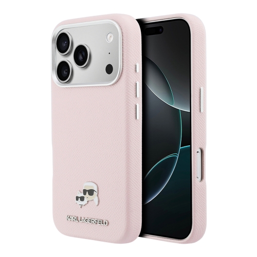 Karl Lagerfeld для iPhone 17 Pro Max чехол PU Saffiano FW NFT Karl&Choupette metal&Cam Hard Pink (MagSafe)