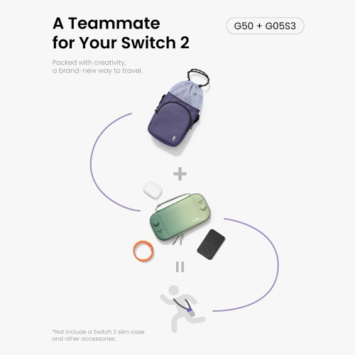 Tomtoc Gaming для Nintendo Switch 2 сумка GameOn-G50 JoyCarry Sling Bag Purple