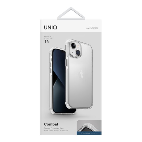 Чехол Uniq Combat для iPhone 14, белая рамка