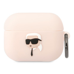Чехол Lagerfeld Silicone case with ring NFT 3D Karl для Airpods Pro, розовый