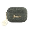 Чехол Guess Glitter flakes Metal logo with Heart charm для Airpods Pro 2, зеленый