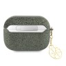 Чехол Guess Glitter flakes Metal logo with Heart charm для Airpods Pro 2, зеленый
