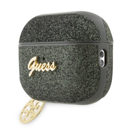 Чехол Guess Glitter flakes Metal logo with Heart charm для Airpods Pro 2, зеленый