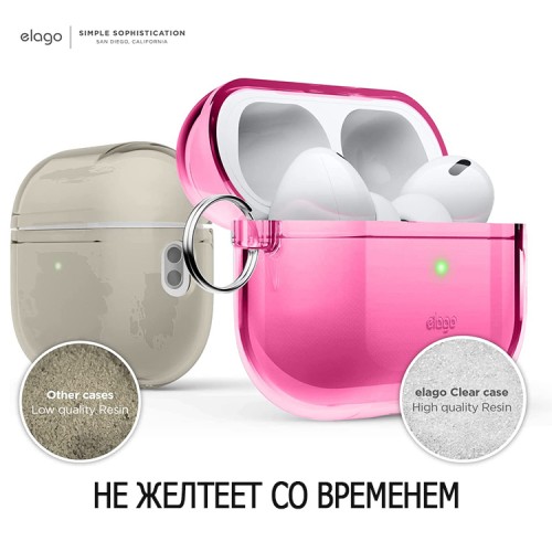 Чехол Elago Clear Hang case для AirPods Pro 2, Neon Hot Pink