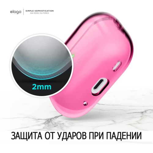Чехол Elago Clear Hang case для AirPods Pro 2, Neon Hot Pink