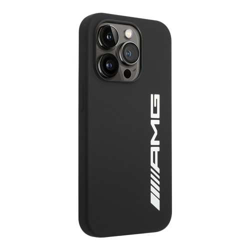 Чехол AMG Liquid silicone Big white logo Hard для iPhone 14 Pro Max, черный