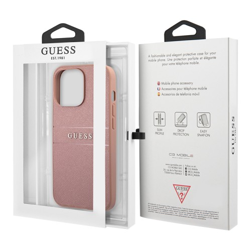 Чехол Guess PU Saffiano with Metal logo Hard для iPhone 13 Pro, розовый