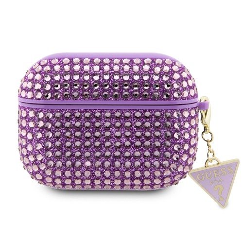 Чехол Guess Diamond Rhinestone with Triangle charm для Airpods Pro, фиолетовый