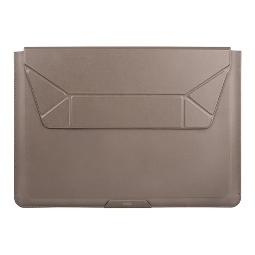 Uniq для ноутбуков 14" чехол Oslo PU leather Magnetic Laptop sleeve/foldable stand Stone Grey