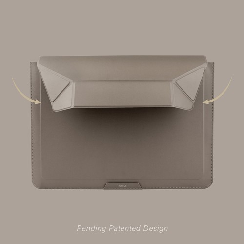 Uniq для ноутбуков 14" чехол Oslo PU leather Magnetic Laptop sleeve/foldable stand Stone Grey