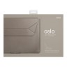 Uniq для ноутбуков 14" чехол Oslo PU leather Magnetic Laptop sleeve/foldable stand Stone Grey