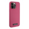 Lagerfeld для iPhone 15 Pro чехол Liquid silicone Metal plate logo Hard Fuchsia (MagSafe)