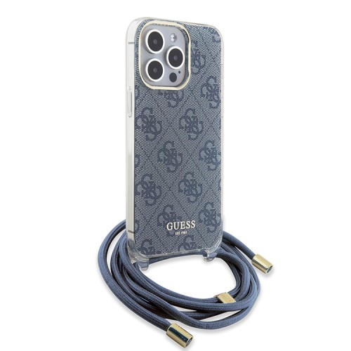 Guess для iPhone 15 Pro чехол Crossbody PC/TPU 4G Hard + Nylon cord Blue