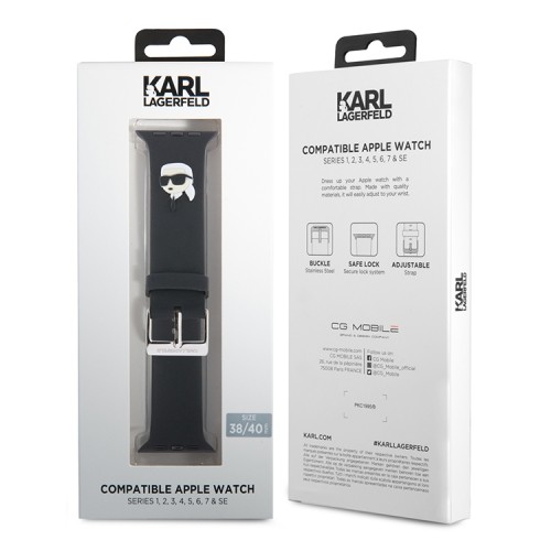 Karl Lagerfeld для Apple Watch 42-41-40 mm ремешок 3D Rubber NFT Karl head Black