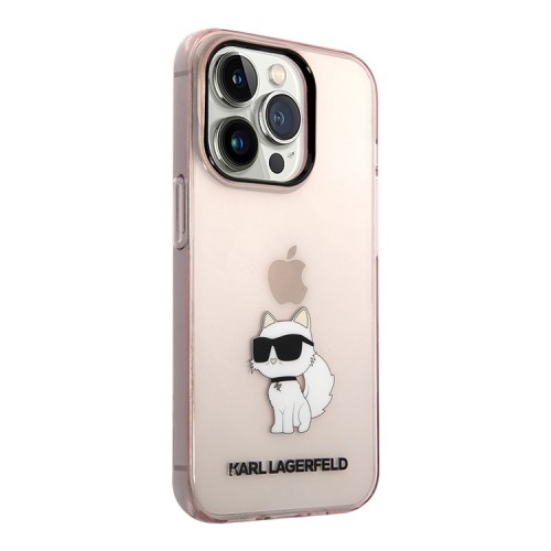 Karl Lagerfeld для iPhone 15 Pro чехол PC/TPU NFT Choupette Hard Translucent Pink