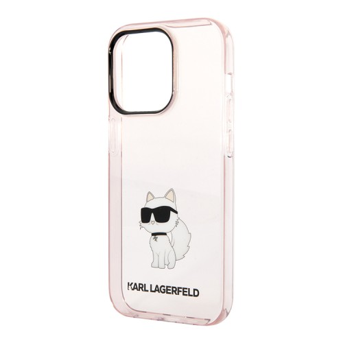 Karl Lagerfeld для iPhone 15 Pro чехол PC/TPU NFT Choupette Hard Translucent Pink