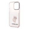 Karl Lagerfeld для iPhone 15 Pro чехол PC/TPU NFT Choupette Hard Translucent Pink