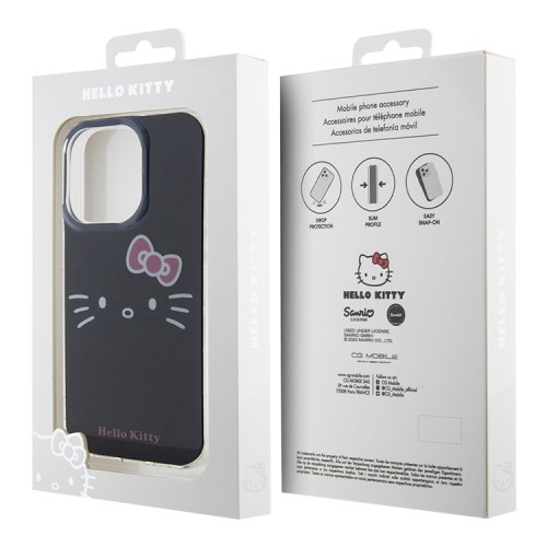 Hello Kitty для iPhone 15 Pro Max чехол PC/TPU Kitty Face Hard Black