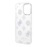 Guess для iPhone 14 Pro Max чехол PC/TPU Peony glitter Electroplated camera Hard White