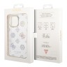 Guess для iPhone 14 Pro Max чехол PC/TPU Peony glitter Electroplated camera Hard White