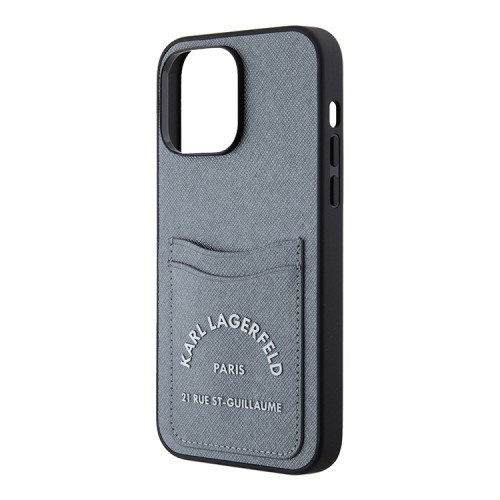 Karl Lagerfeld для iPhone 14 Pro чехол Cardslot PU Saffiano RSG 3D rubber logo Hard Grey