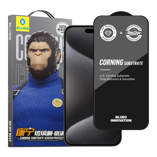 BlueO стекло для iPhone 16 Pro, Corning Gorilla USA Anti-Static Black
