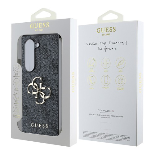 Guess для Galaxy Z Fold 6 чехол PU кожа 4G Big metal logo Black
