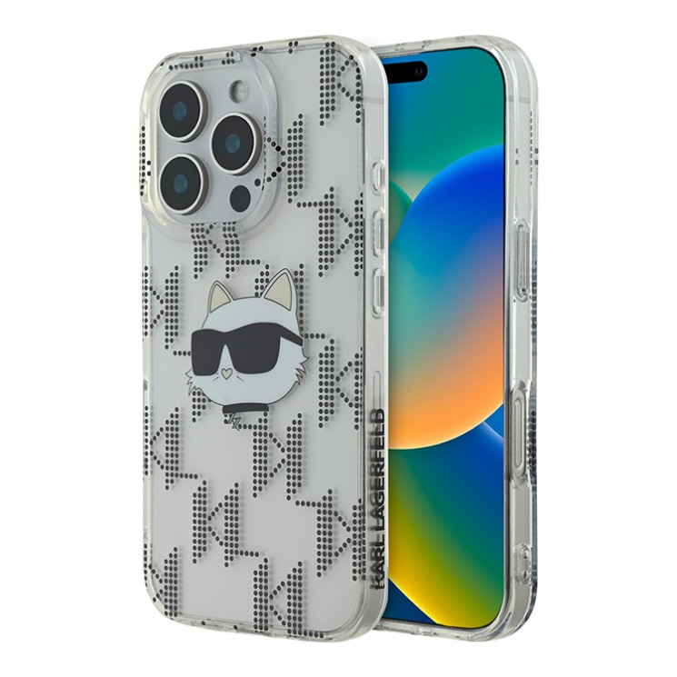 Karl Lagerfeld для iPhone 16 Pro Max чехол PC/TPU Monogram NFT Choupette прозрачный