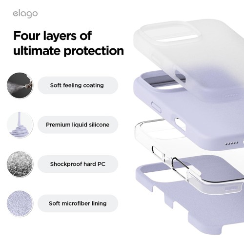 Elago для iPhone 16 Pro Max чехол Soft silicone (Liquid) Purple