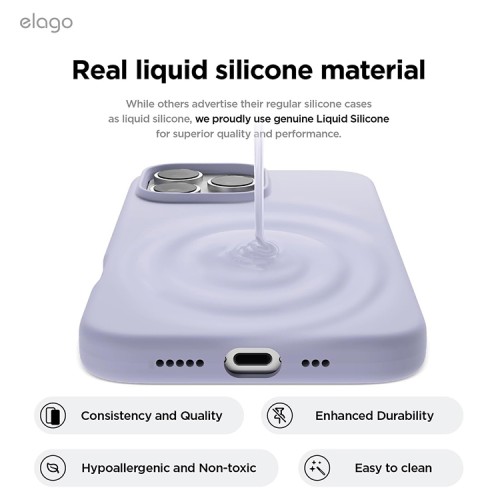 Elago для iPhone 16 Pro Max чехол Soft silicone (Liquid) Purple
