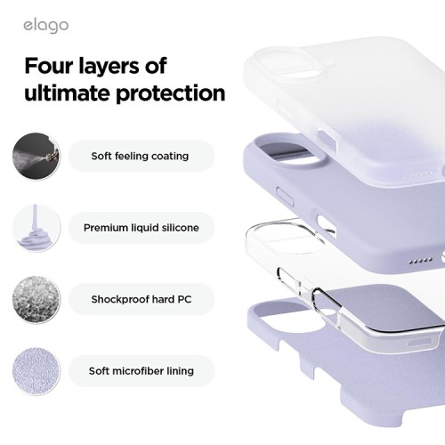 Elago для iPhone 16 чехол Soft silicone (Liquid) Purple