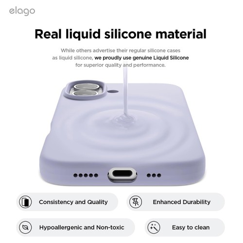 Elago для iPhone 16 чехол Soft silicone (Liquid) Purple