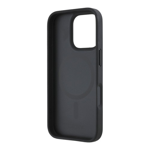 DKNY для iPhone 16 Pro чехол PU Repeat Stack metal logo Hard Black (MagSafe)