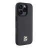 DKNY для iPhone 16 Pro чехол PU Repeat Stack metal logo Hard Black (MagSafe)