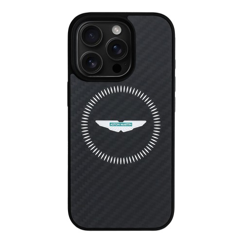 Aston Martin для iPhone 16 Pro Max чехол Real Carbon Counter Design Hard Black (MagSafe)