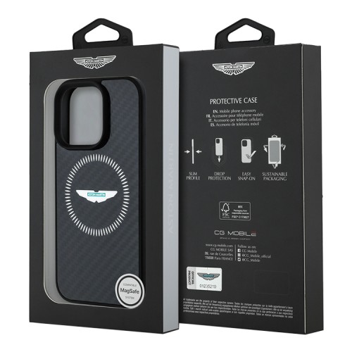 Aston Martin для iPhone 16 Pro Max чехол Real Carbon Counter Design Hard Black (MagSafe)
