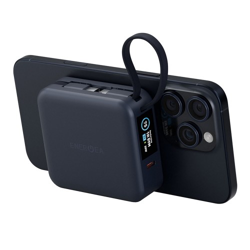 Energea АКБ MagPac MINI Plus, 10000W Magnetic wireless 15W +С 20W +2 C cables and Display Blue