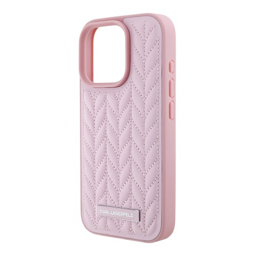 Karl Lagerfeld для iPhone 16 Pro Max чехол PU Quilted Braid pattern Hard Pink