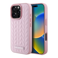 Karl Lagerfeld для iPhone 16 Pro Max чехол PU Quilted Braid pattern Hard Pink