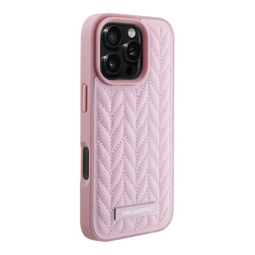 Karl Lagerfeld для iPhone 16 Pro Max чехол PU Quilted Braid pattern Hard Pink