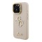 Guess для iPhone 15 Pro Max чехол PU Grained leather 4G Big metal logo and Camera Stand Hard Beige