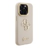 Guess для iPhone 15 Pro Max чехол PU Grained leather 4G Big metal logo and Camera Stand Hard Beige