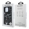 Karl Lagerfeld для iPhone 16 Pro чехол PU Grained leather Sketch with Metal logo Black (MagSafe)