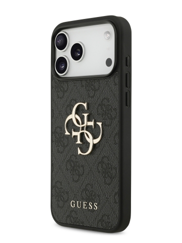 Guess для iPhone 17 Pro чехол PU 4G Big metal logo Hard Black