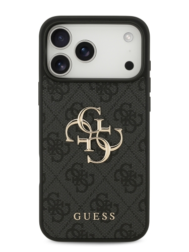 Guess для iPhone 17 Pro чехол PU 4G Big metal logo Hard Black