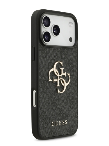 Guess для iPhone 17 Pro чехол PU 4G Big metal logo Hard Black