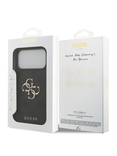Guess для iPhone 17 Pro чехол PU 4G Big metal logo Hard Black
