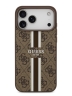 Guess для iPhone 17 Pro Max чехол PU 4G Stripes Hard Brown (MagSafe)